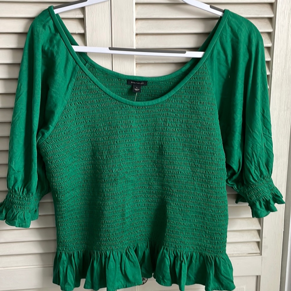 Green peplum Ann Taylor top